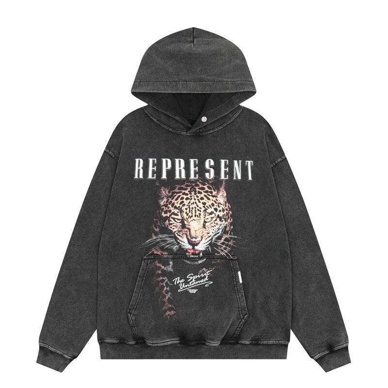 Represent Leopard Vintage Hoodie