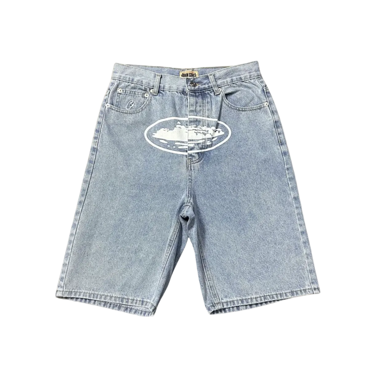 Corteiz Island‑Print Denim Jorts