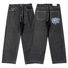 ADWYSD TALK Blue‑Logo Raw Denim