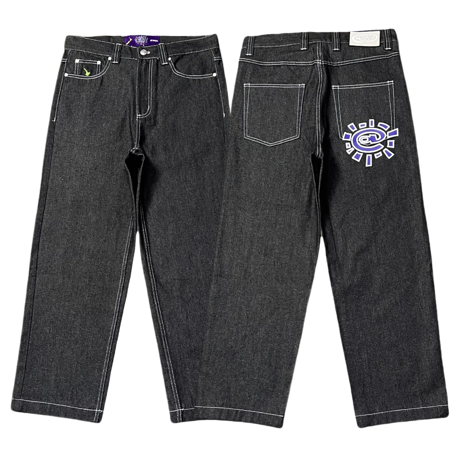 ADWYSD TALK Purple‑Logo Baggy Jeans