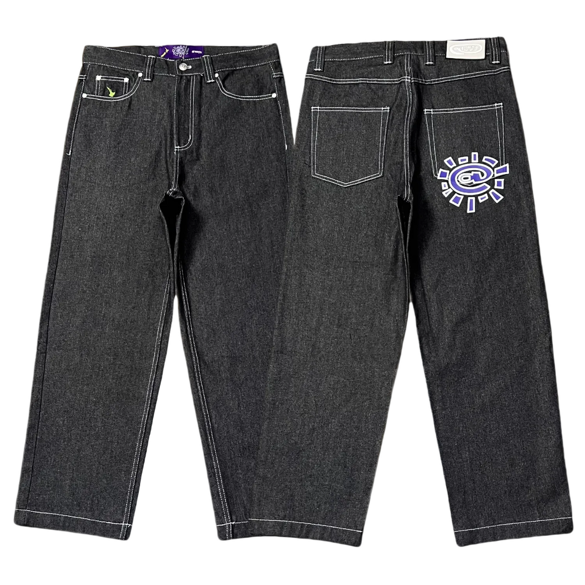 ADWYSD TALK Purple‑Logo Baggy Jeans