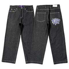ADWYSD TALK Purple‑Logo Baggy Jeans