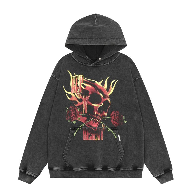 Represent Skull Rose Vintage Hoodie