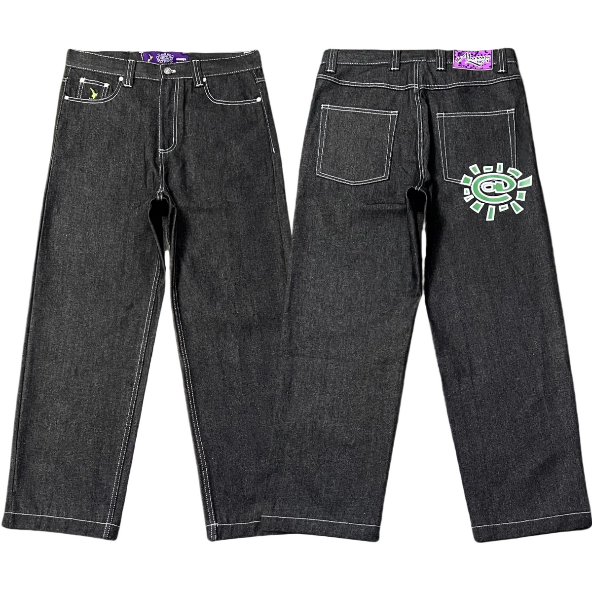 ADWYSD TALK Green‑Logo Baggy Jeans