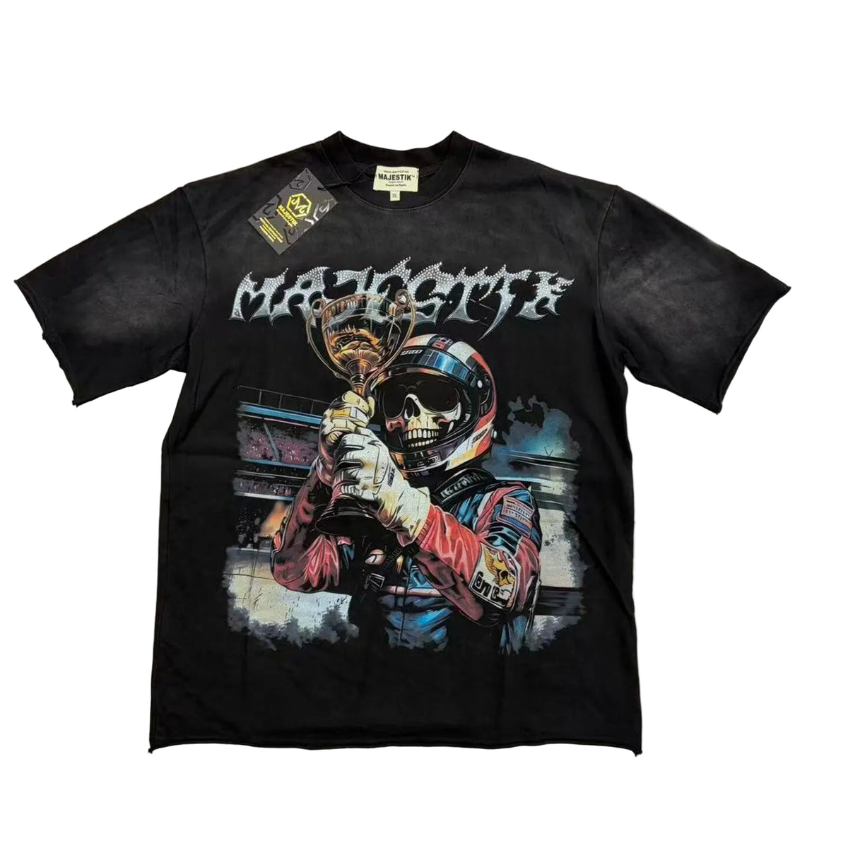MAJESTIK Skull Racer Champion Graphic Tee