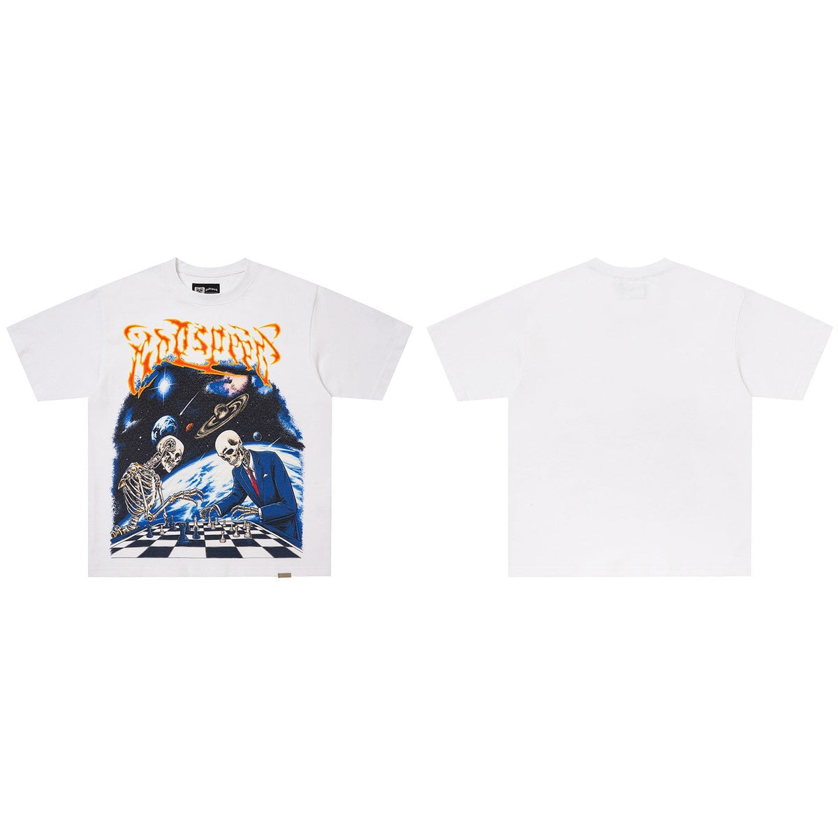 GodSpeed White Space Skull Graphic T-Shirt